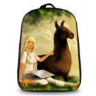 Alpaca Image Back Pack Bag -Girl with Llama